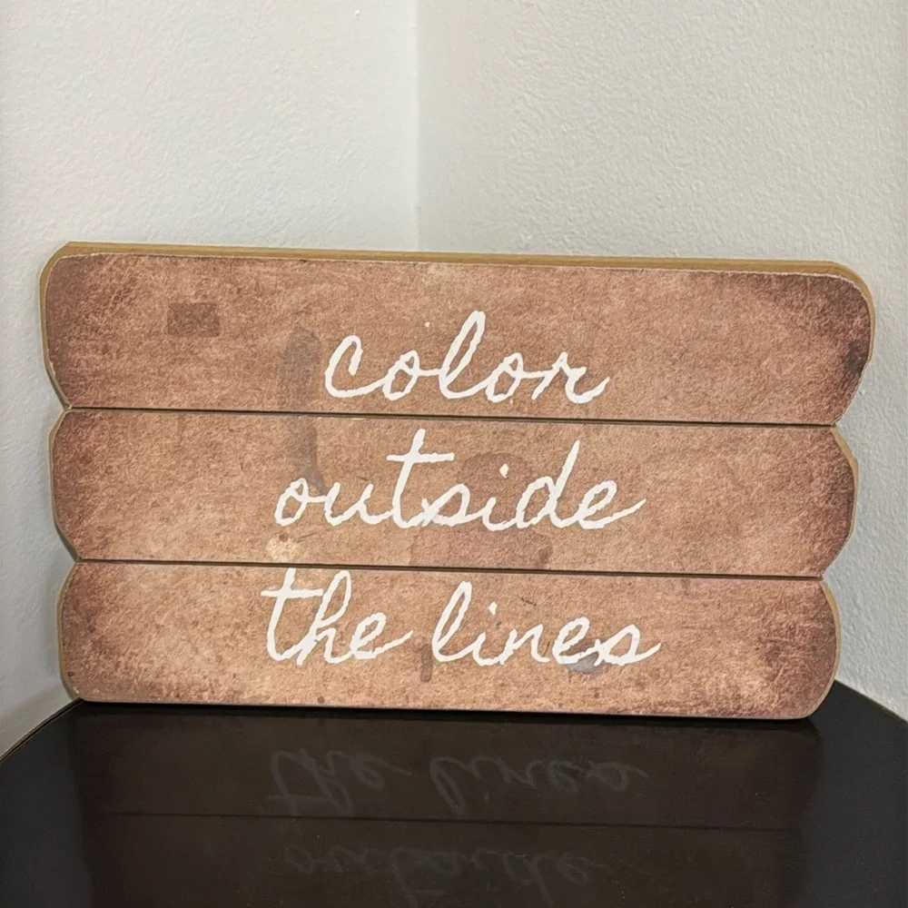 New Pier 1 Color Outside The Lines Live Edge Wood Sign 12x7 NWT